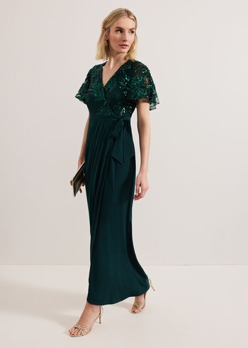 Phase Eight Minty Wrap Dress Dark Green USA | 1360475-KS